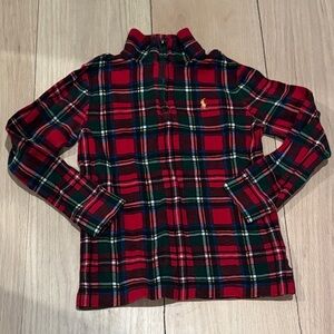Polo Ralph Lauren Boys Red Plaid Quarter Zip Sweater Size 6